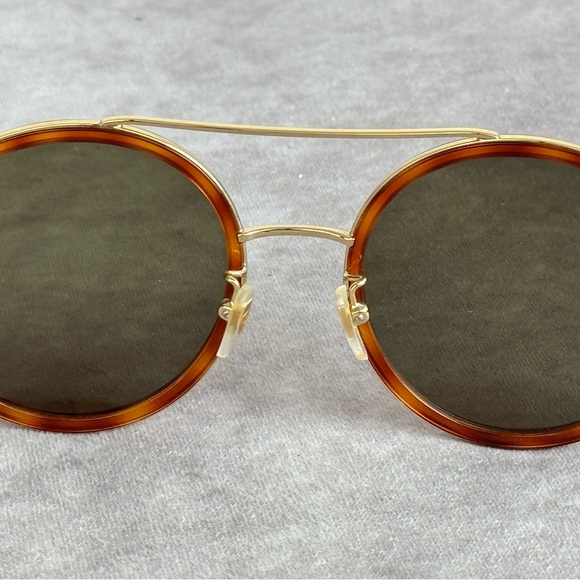 Gucci Gg0061s Round Metal Framed Sunglasses Brown Green Lense - Picture 7 of 12